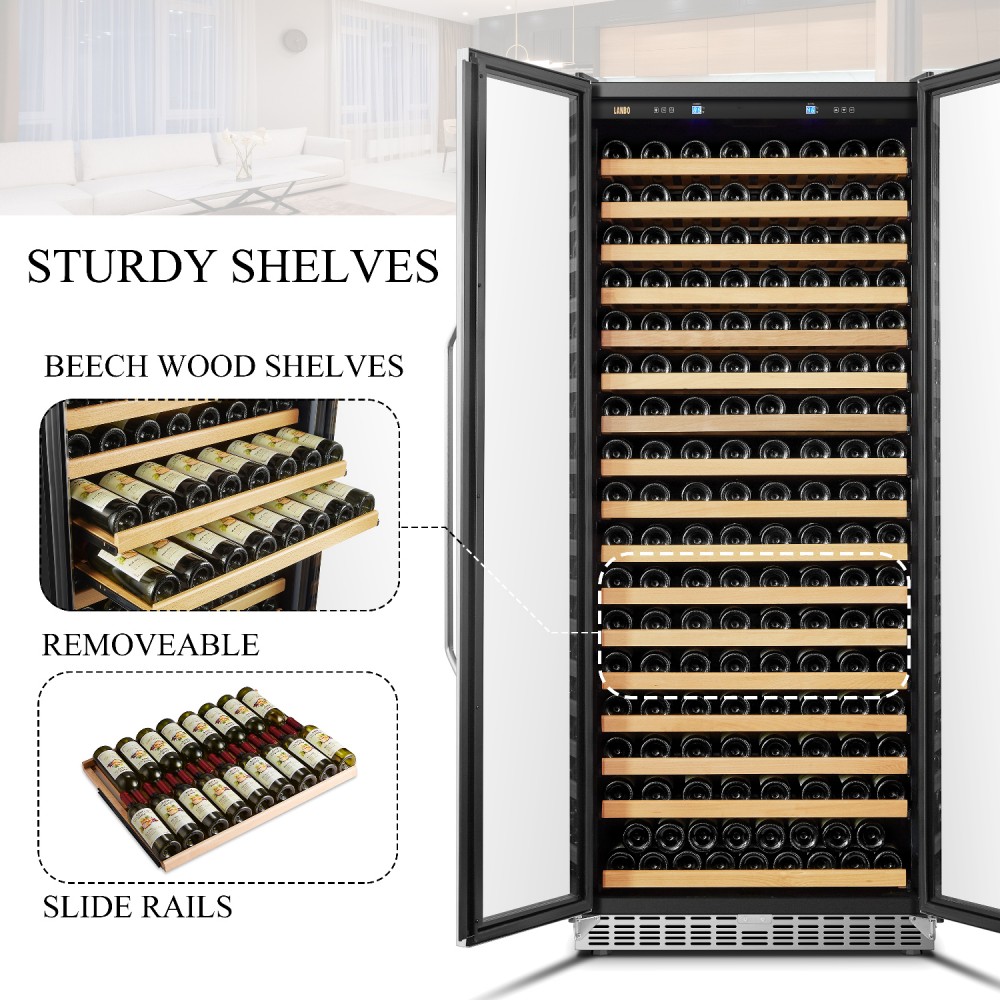 Lanbo French Door Single Zone Wine Cellar Cooler with Dual Doors 